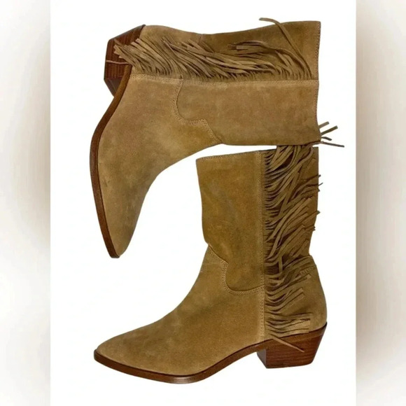 Rebecca Minkoff Tan Suede Fringed Boots Size 9M - Picture 2 of 7